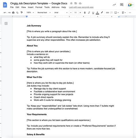 Tools For Creating A Job Description Template Ongig Blog