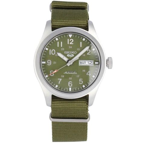 Seiko 5 Sports SRPG33K1 39mm Green Strap Nylon Curved Crystal For 167