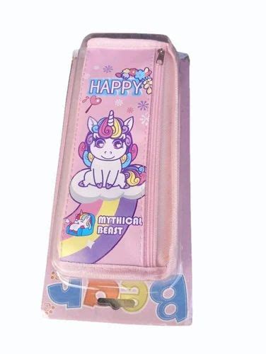 Pink PVC Happy Mythical Beast Pencil Box Packaging Type Packet At Rs