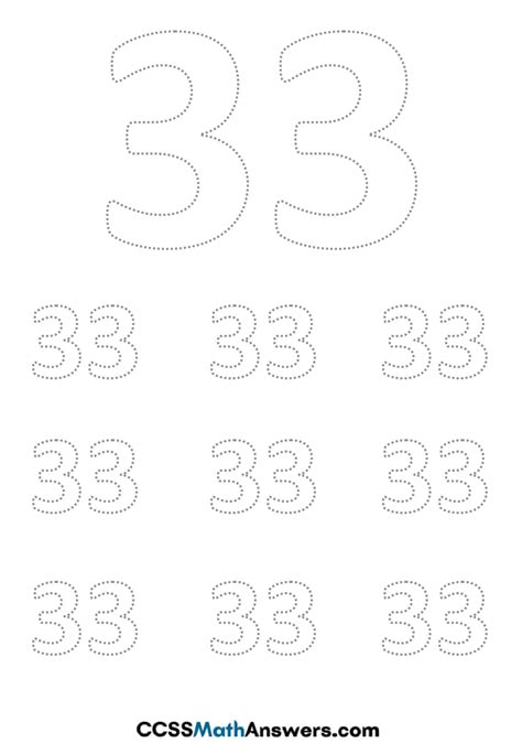 Worksheet On Number 33 Reading Writing Counting Tracing Worksheets