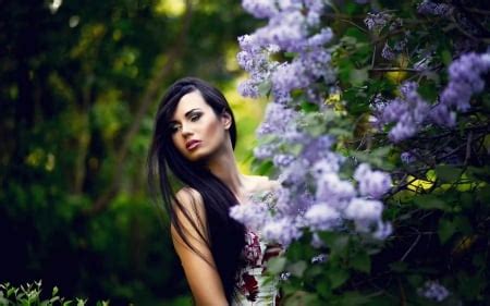 Flowers Spring Brunette Models Female People Background Wallpapers On Desktop Nexus Image