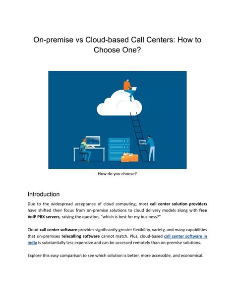 PPT On Premise Vs Cloud Based Call Centers How To Choose One