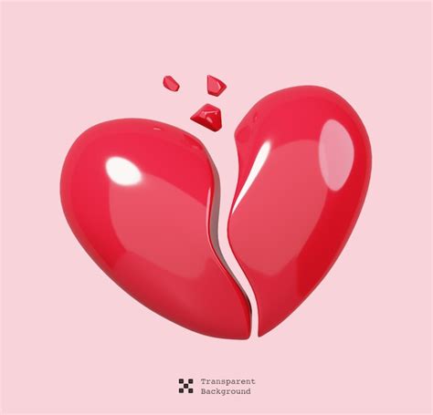 Premium Psd Red Broken Heart Isolated 14 February Happy Valentines