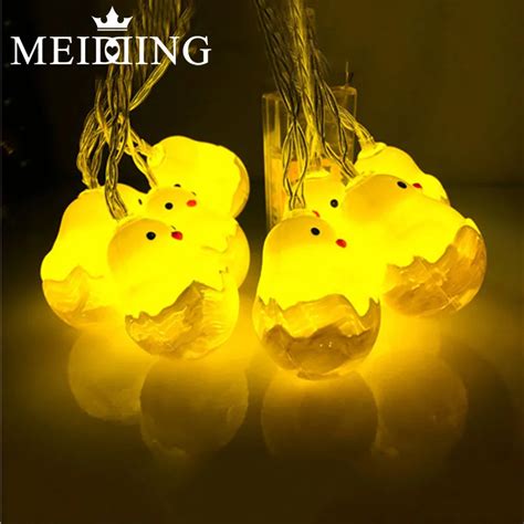 Meidding 15m 10 Led Warm White Cute Easter Chicks String Lights