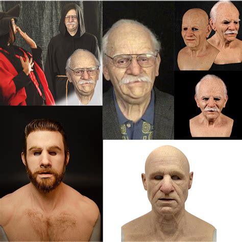 Realistic Scary Old Man Cosplay Mask Bald Man Mask Wrinkle Full Head