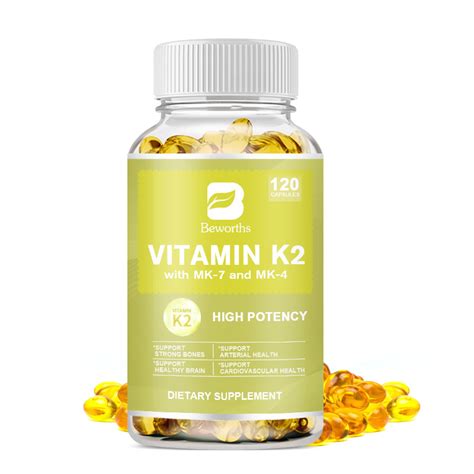 Beworths Vitamin K2 Capsules With Mk 7 And Mk 4 To Support Healthy Bones And Arteries Healthy