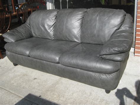 UHURU FURNITURE & COLLECTIBLES: SOLD - Gray Leather Sofa - $70