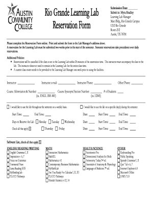 Fillable Online Austincc Learninglabreservationform Doc Fax Email