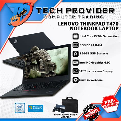 Lenovo ThinkPad T470 Touchscreen Notebook Laptop Intel Core i5 7th Gen 8GB 240GB NVMe SSD 14 ...