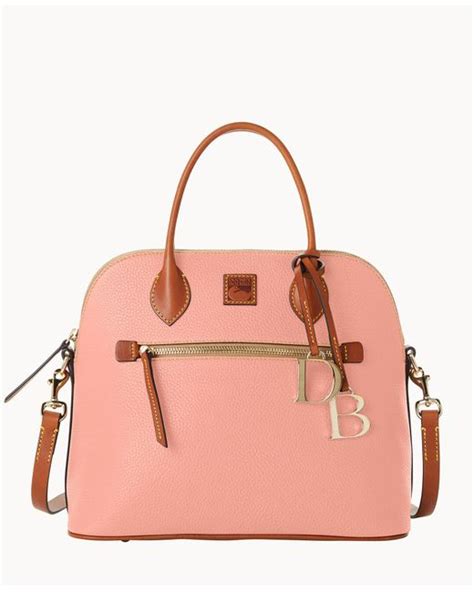 Dooney Bourke Leather Pebble Grain Large Domed Satchel In Pale Pink