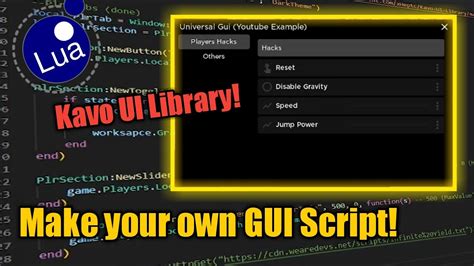 Tutorial How To Make A Gui Script With Kavo Ui Lib Supported With