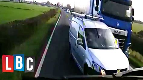 Inches From Death Van Drivers Reckless Overtake Caught On Camera Lbc