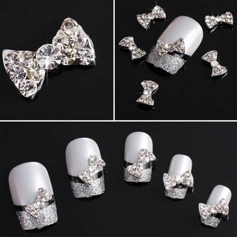 Pcs Shiny Glitter Crystal Bowknot Nail Art Tips Manicure Diy