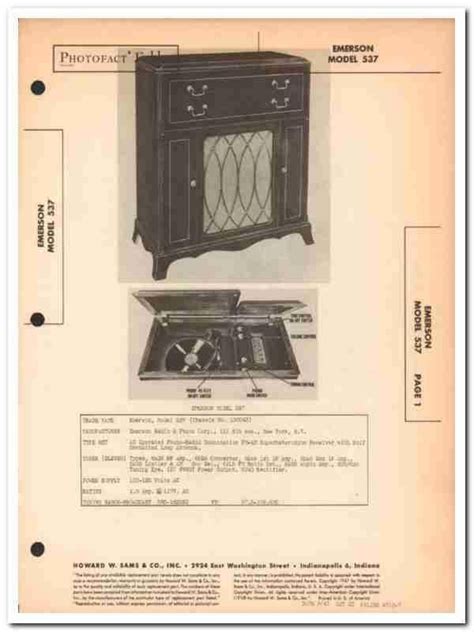 EBlueJay Emerson Model 537 Am Fm Radio Receiver Phono Sams Photofact