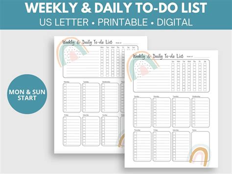 Weekly & Daily Checklist PDF Printable Checklist Task Schedule Daily ...