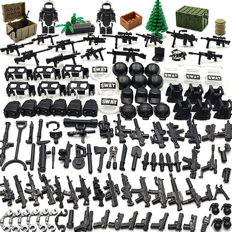 Dspitwod Military Weapons Pack Building Block Toys Swat Team Guns Set