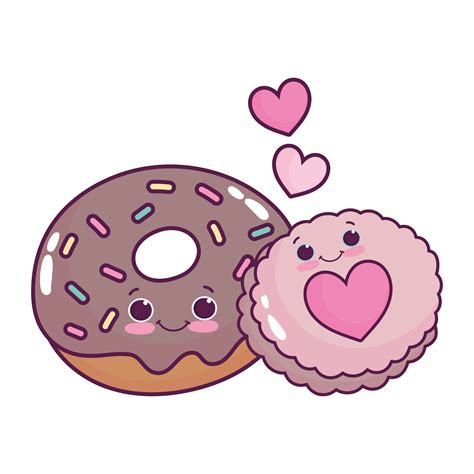 Cute Food Chocolate Donut And Cookie Love Heart Sweet Dessert Pastry