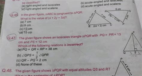 Q The Given Figure Shows An Isosceles Triangle Pqr With Pq Pr Cm