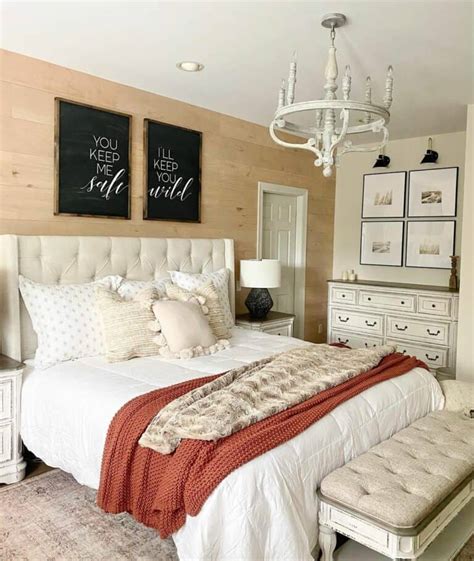 Farmhouse Bedroom Showcases Wood Accent Wall Soul Lane