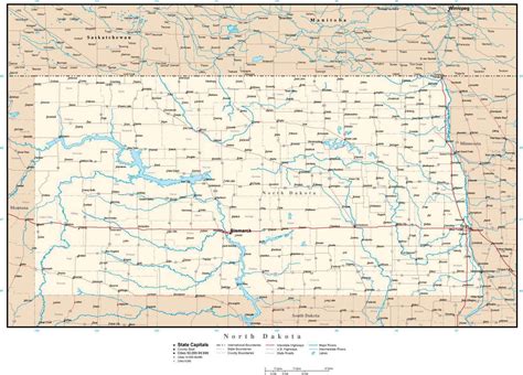 North Dakota Map In Adobe Illustrator Vector Format