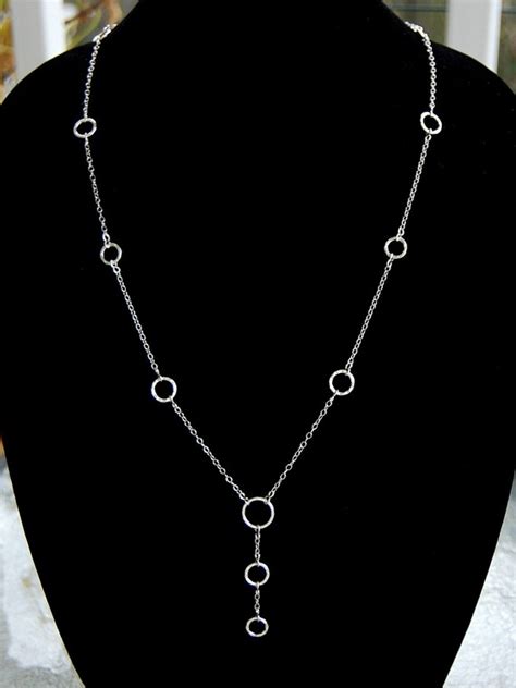 Items Similar To Hammered Sterling Silver Necklace Long Necklace Statement Necklace On Etsy