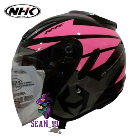 Jual Helm Nhk R Nema Black Pink Double Visor Original Sni Shopee