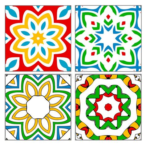 Four Spanish Tile Patterns Stock Image Image Of Material 10511835