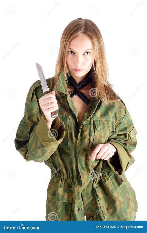 Woman With Knife On White Royalty Free Stock Photos Image 34838028