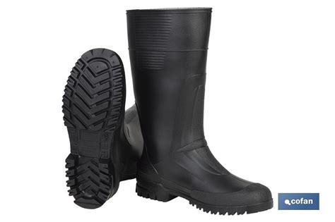 Bota De Agua Alta Fabricada Pvc Cor Negro Forro Interior De