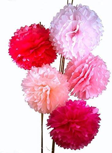 Luna Bazaar Tissue Paper Pom Poms 15 Inch Multicolor Pinks Set Of 5