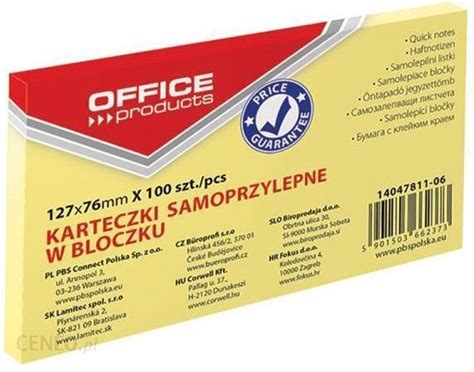 Office Products Karteczki Samop 127X76Mm Żółty Ceny i opinie Ceneo pl