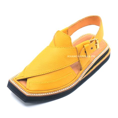 Premium Quality Imported Yellow Leather Kaptaan Chappal Pre Order