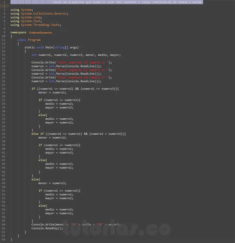 Sentencia If Else Visualstudio C Ordenar Tres Numeros Leidos