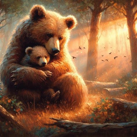 Premium Ai Image Maternal Embrace Tender Moments With Mother Bear And