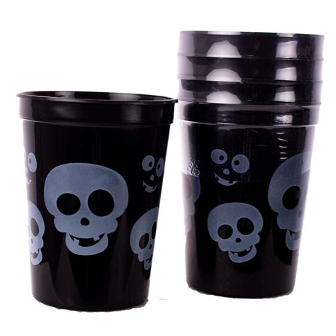 Halloween Plastic Drinking Cups 10 Oz Plastic Cup Black Grey 5 Pack