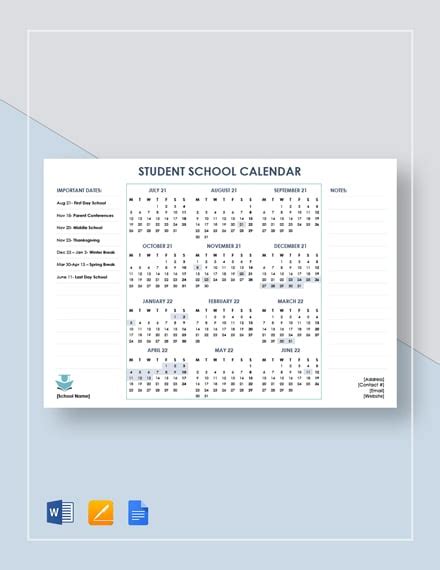 23+ School Calendar Templates - Word, PDF, Google Docs