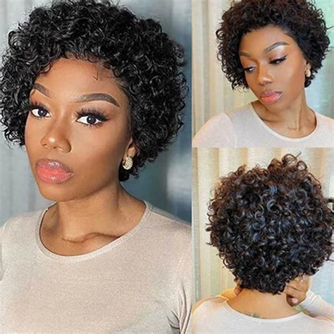 Amazon Luolihar Short Curly Lace Front Wigs Human Hair 13X1 Pixie