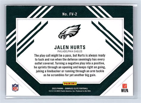 Jalen Hurts 2023 Panini Donruss Elite Field Vision Green FV 2 Eagles