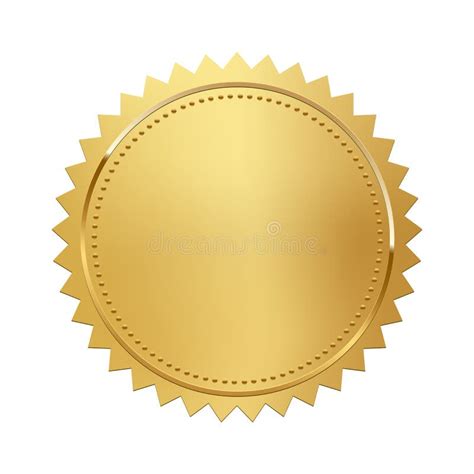 Golden Stamp With Ribbons Isolated On White Background Luxury Seal