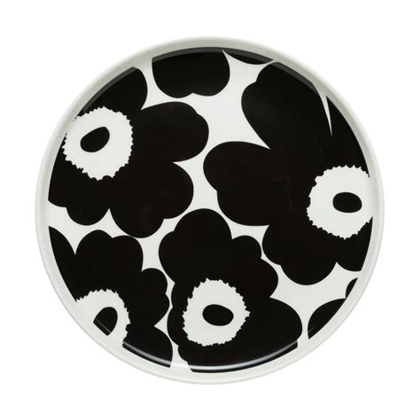 Marimekko Oiva Unikko Plate 20 Cm White Black Finnish Design Shop