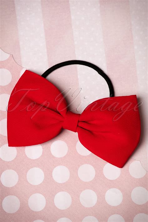 50s Lovestruck Bow Hair Band In Red