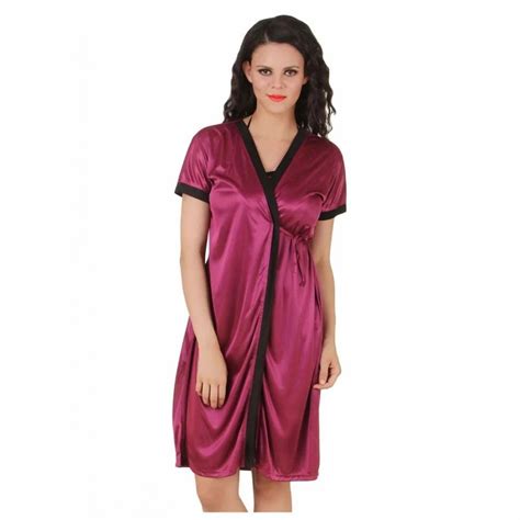 Satin Short Wrap Nighty With Half Sleeve Night Dress Set For Ladies Pure Cotton Nighty लेडीज़