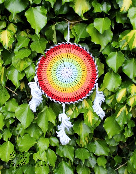 Rainbow Dream Catcher Crochet Dream Catcher Yarn Dream Etsy