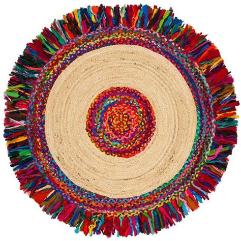 Round Rag Rug For Boho Decor Home And Living Cotton Jute Etsy