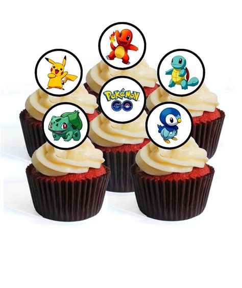 24 Pokemon Go Precut Edible Cupcake Toppers Wafer Card Disc Etsy