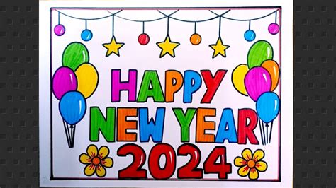 Happy New Year Drawing 2024 New Year Drawing Easy For Beginners