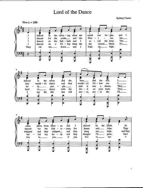 Lord of the Dance Digital Printable Church Hymn With Lyrics Key of G - Etsy