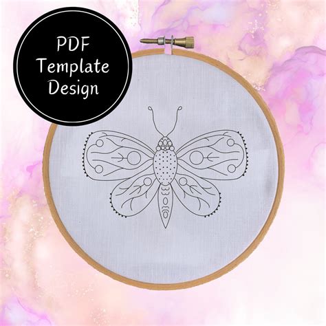 Beaded Butterfly Hand Embroidery Pattern Diy Design Etsy