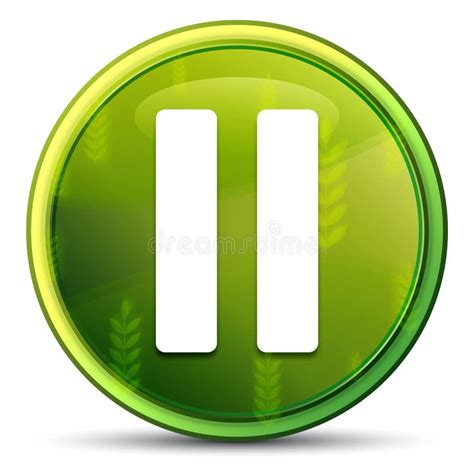 Pause Icon Spring Bright Natural Green Round Button Illustration Stock