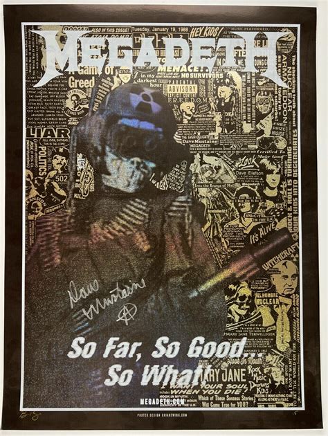 Megadeth Jsa Signed Autograph Lithograph Poster Metallic Dave Mustaine